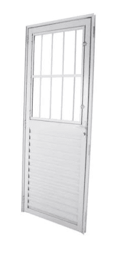 Porta de Aço com Espaço para Vidro 210x80cm (Direita)