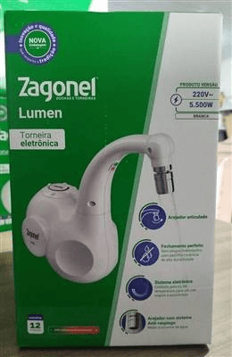 Torneira Eletrônica Zagonel Lumen 5500W 220V Branca