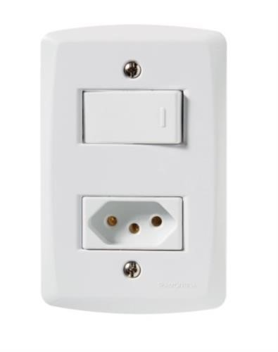 Conjunto Interruptor Simples + Tomada de Embutir Tramontina - 57145/064