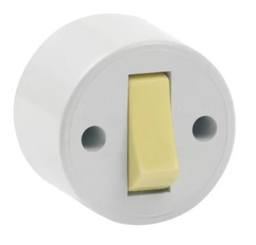 Interruptor de Sobrepor Redondo 1 Tecla Simples Cinza