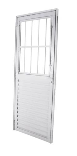 Porta de Aço com Espaço para Vidro 210x80cm (Direita)