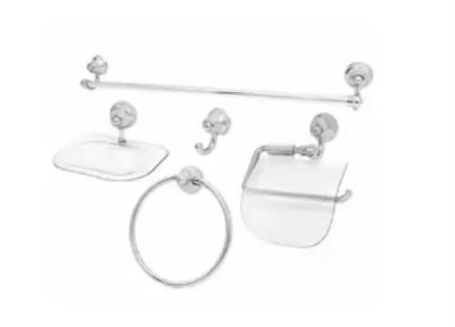 Kit Acessório para Banheiro Cromado ABS 5 Peças
