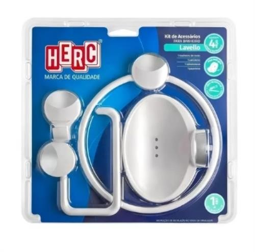 Kit Acessório Para Banheiro Herc Branco ABS 4 Peças